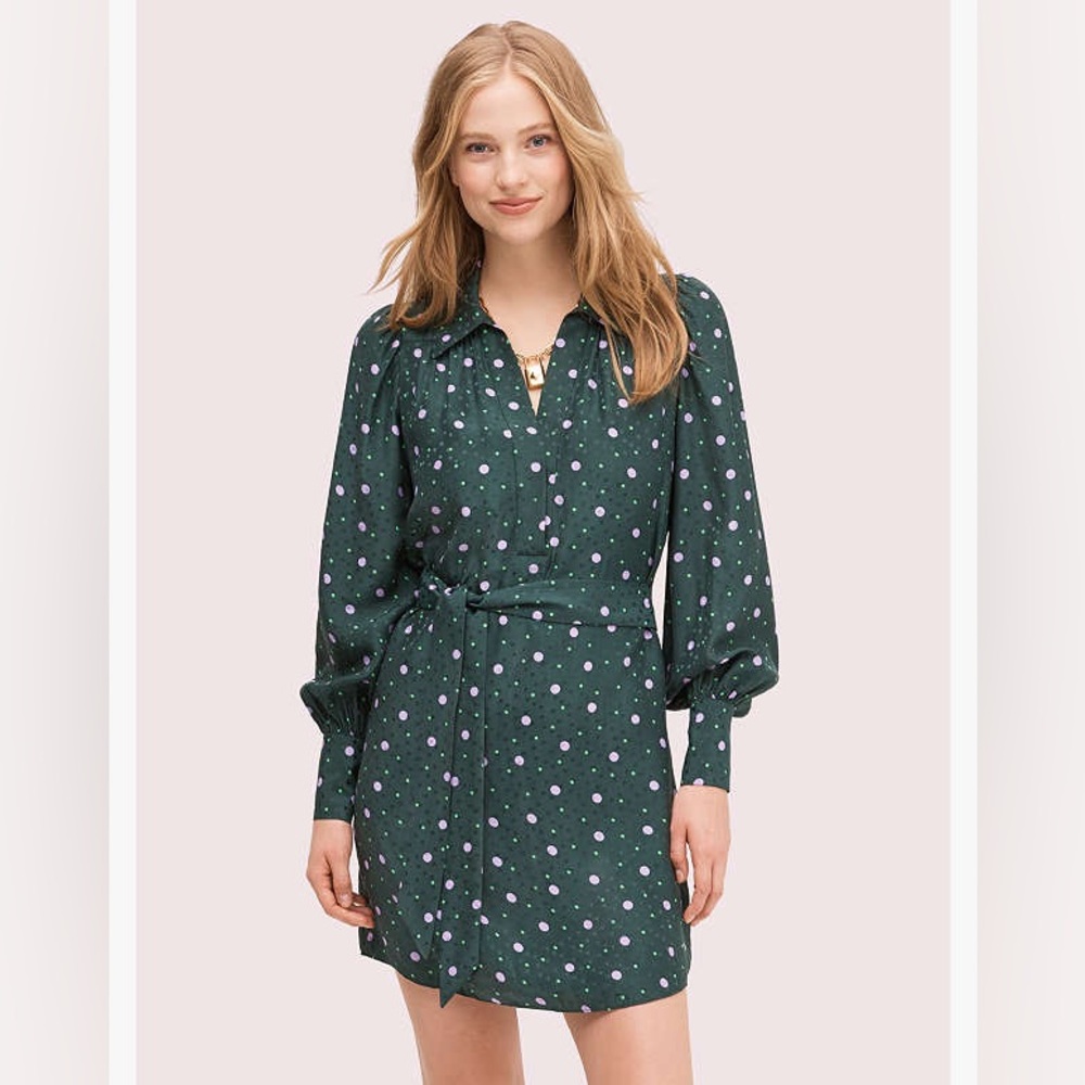 Kate Spade Pop‎ Dots Shirtdress silk blend size xxs